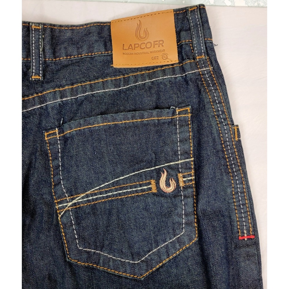 Lapco FR Flame Resistant Work Jeans Mens 36x34 Dark Indigo Denim P-INDM10 CAT2 - Picture 6 of 10